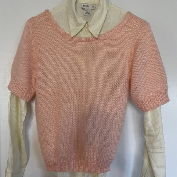 Sweaters - Deep scoop neck peach color sweater, size Small
